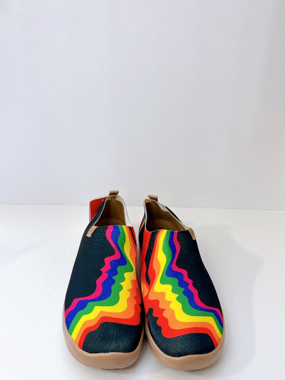 Size 10.5 UIN Women’s Rainbow Love Knit Slip-On Comfort Flats NWT